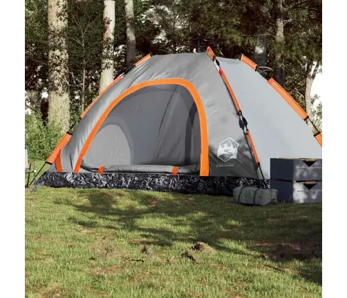 Kempinga Telts 5 Personām, Pelēka, Oranža, Ūdensnecaurlaidīga Vidaxl