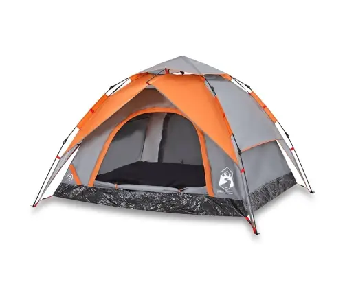 Kempinga Telts 3 Personām, Kupola Forma, Pelēka, Oranža Vidaxl