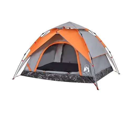 Kempinga Telts 3 Personām, Kupola Forma, Pelēka, Oranža Vidaxl