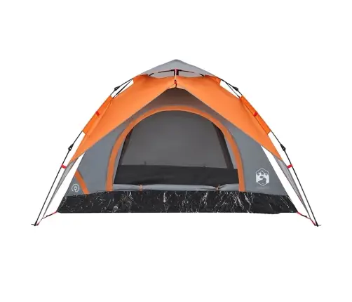 Kempinga Telts 3 Personām, Kupola Forma, Pelēka, Oranža Vidaxl