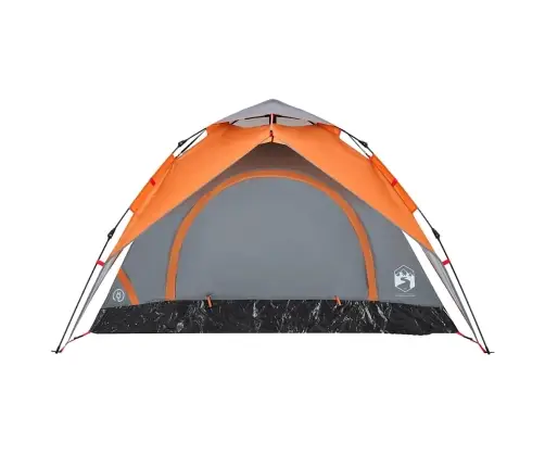 Kempinga Telts 3 Personām, Kupola Forma, Pelēka, Oranža Vidaxl
