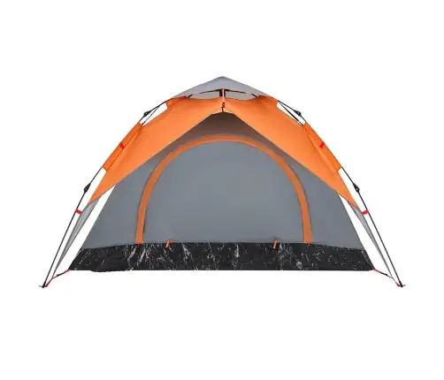Kempinga Telts 3 Personām, Kupola Forma, Pelēka, Oranža Vidaxl