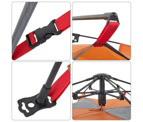 Kempinga Telts 3 Personām, Kupola Forma, Pelēka, Oranža Vidaxl