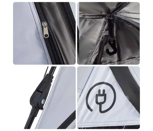 Stovyklavimo Palapinė, Balta, Trivietė, Tamsinantis Audinys