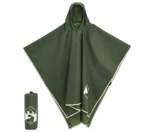 Vihmakeep Kapuutsiga, Kaks-Ühes Disain, Roheline, 223 X 145 Cm