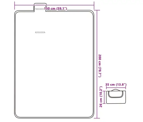 Paklotas Iškyloms, Mėlynas Ir Baltas, 200X150 cm Aksomas