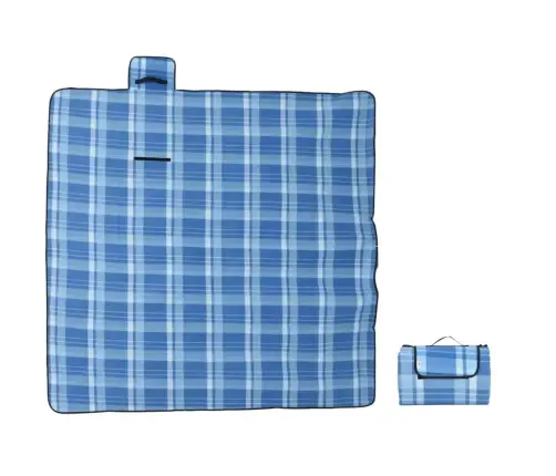 Kokkupandav Piknikutekk, Sinine Ruudumuster, 200X200 cm Samet
