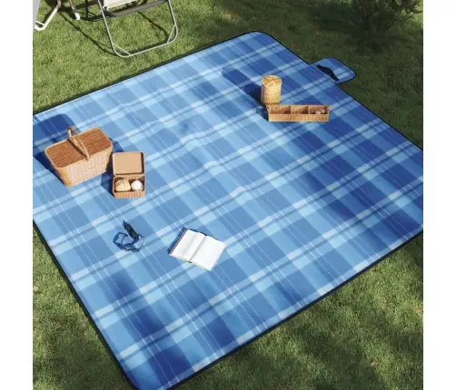 Kokkupandav Piknikutekk, Sinine Ruudumuster, 200X200 cm Samet