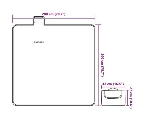 Iškylų Paklotas, Mėlynas, 200X200cm Aksomas, Sulankstomas