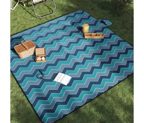 Iškylų Paklotas, Mėlynas, 200X200cm Aksomas, Sulankstomas