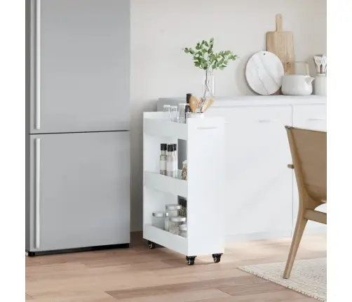 Spintelė Su Ratukais, Balta, 60X22X79cm Apdirbta Mediena