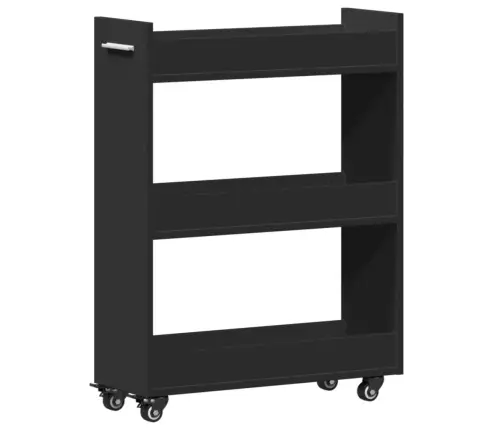 Skapītis Ar Riteņiem, Melns, 60X22X79 Cm, Inženierijas Koks Vidaxl