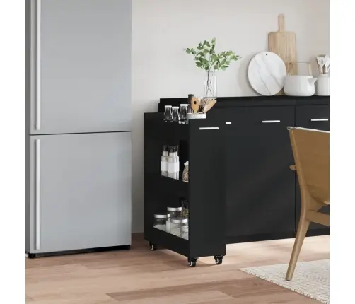 Skapītis Ar Riteņiem, Melns, 60X22X79 Cm, Inženierijas Koks Vidaxl