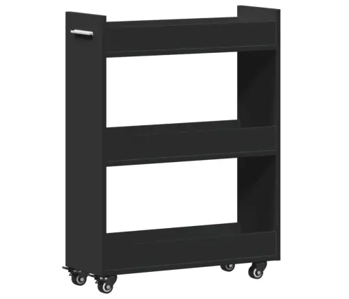 Skapītis Ar Riteņiem, Melns, 60X22X79 Cm, Inženierijas Koks Vidaxl