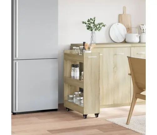 Skapītis Ar Riteņiem, Ozolkoka, 60X22X79 Cm, Inženierijas Koks Vidaxl