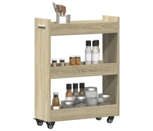 Skapītis Ar Riteņiem, Ozolkoka, 60X22X79 Cm, Inženierijas Koks Vidaxl