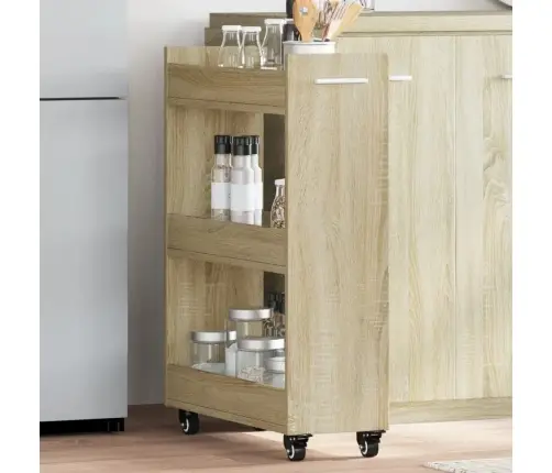 Skapītis Ar Riteņiem, Ozolkoka, 60X22X79 Cm, Inženierijas Koks Vidaxl