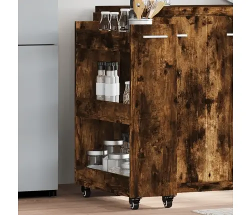 Skapītis Ar Riteņiem, Ozolkoka, 60X22X79 Cm, Inženierijas Koks Vidaxl