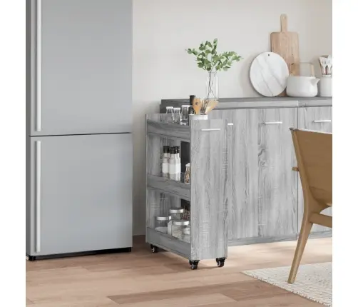 Spintelė Su Ratukais, Pilka, 60X22X79cm Apdirbta Mediena