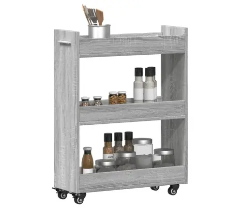 Spintelė Su Ratukais, Pilka, 60X22X79cm Apdirbta Mediena