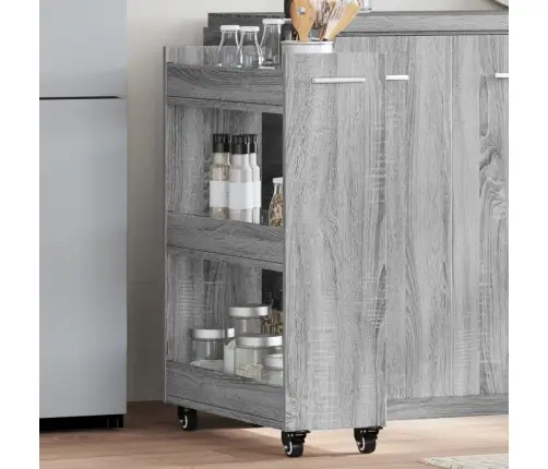 Spintelė Su Ratukais, Pilka, 60X22X79cm Apdirbta Mediena