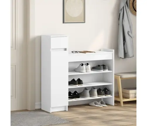 Apavu Skapītis, Balts, 100,5X28X100 Cm, Inženierijas Koks Vidaxl