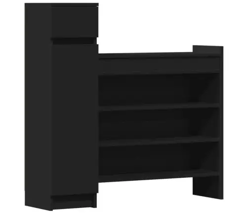 Jalatsikapp, Must, 100,5 X 28 X 100 cm Tehispuit