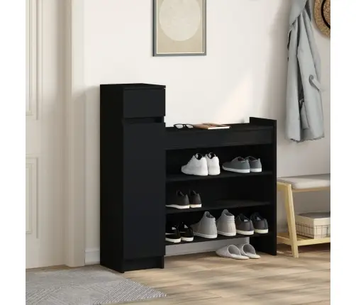 Jalatsikapp, Must, 100,5 X 28 X 100 cm Tehispuit