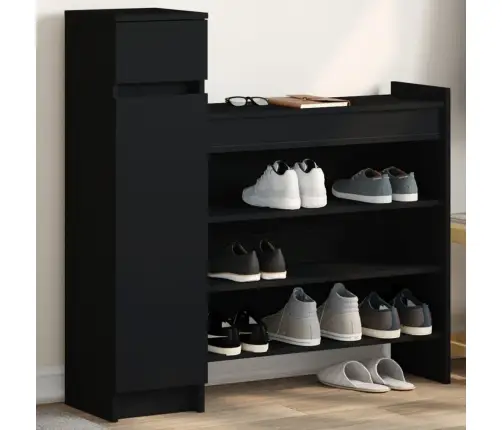 Jalatsikapp, Must, 100,5 X 28 X 100 cm Tehispuit