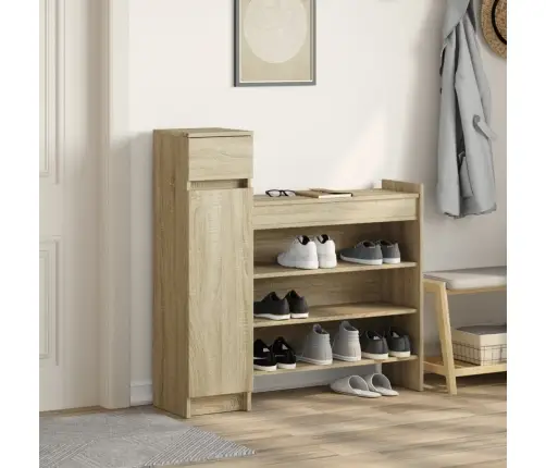 Apavu Plaukts, Koka Krāsa, 100,5X28X100 Cm, Inženierijas Koks Vidaxl