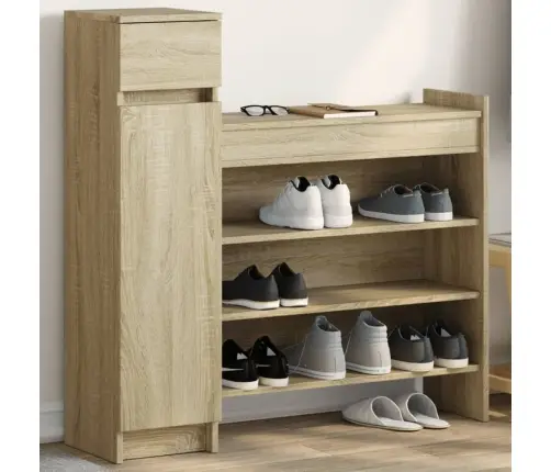 Apavu Plaukts, Koka Krāsa, 100,5X28X100 Cm, Inženierijas Koks Vidaxl