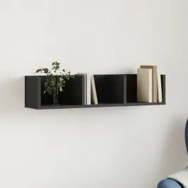 Sienas Skapītis, Melns, 75X18X16,5 Cm, Inženierijas Koks Vidaxl