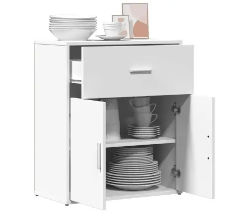 Kumode, Balta, 60X31X70 Cm, Inženierijas Koks Vidaxl