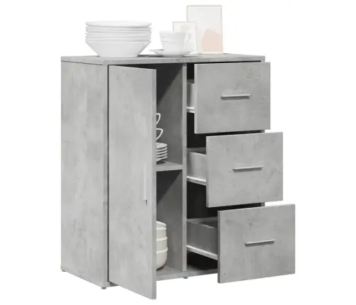 Kumode, Betona Pelēka, 60X31X70 Cm, Inženierijas Koks Vidaxl