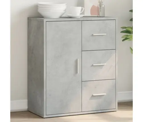 Kumode, Betona Pelēka, 60X31X70 Cm, Inženierijas Koks Vidaxl