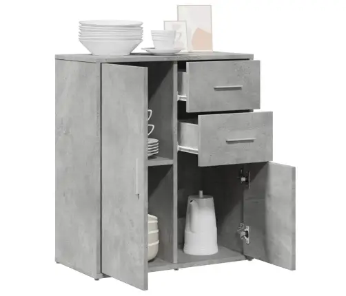 Kumode, Betona Pelēka, 60X31X70 Cm, Inženierijas Koks Vidaxl