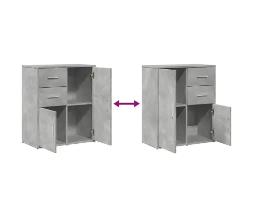 Kumode, Betona Pelēka, 60X31X70 Cm, Inženierijas Koks Vidaxl