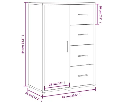Kumode, Balta, 60X31X84 Cm, Inženierijas Koks Vidaxl Kumode, Balta, 60X31X84 Cm, Inženierijas Koks Vidaxl