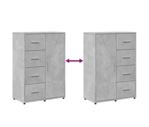 Šoninė Spintelė, Betono Pilka, 60X31X84cm Apdirbta Mediena