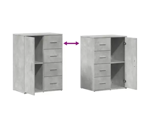 Plaukts, Betona Pelēks, 59X39X80 Cm, Inženierijas Koks Vidaxl