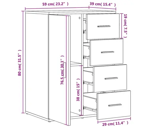 Plaukts, Betona Pelēks, 59X39X80 Cm, Inženierijas Koks Vidaxl