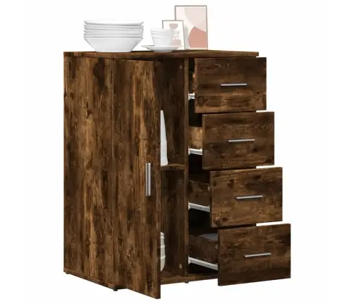 Kumode, Ozolkoka Krāsa, 59X39X80 Cm, Inženierijas Koks Vidaxl