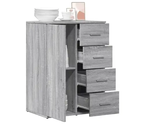 Kumode, Pelēka Ozola, 59X39X80 Cm, Inženierijas Koks Vidaxl