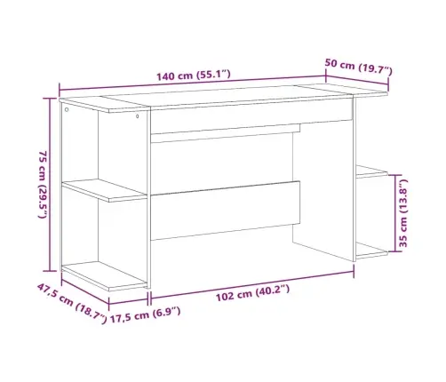 Rašomasis Stalas, Rudas Ąžuolo, 140X50X75cm Apdirbta Mediena