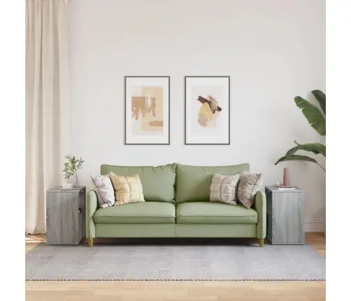 Šoniniai Staliukai, 2Vnt., Pilki Ąžuolo, 50X30X50cm Mediena