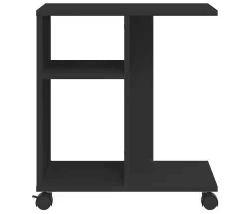 Šoninis Staliukas Su Ratukais, Juodas, 50X30X55cm Mediena