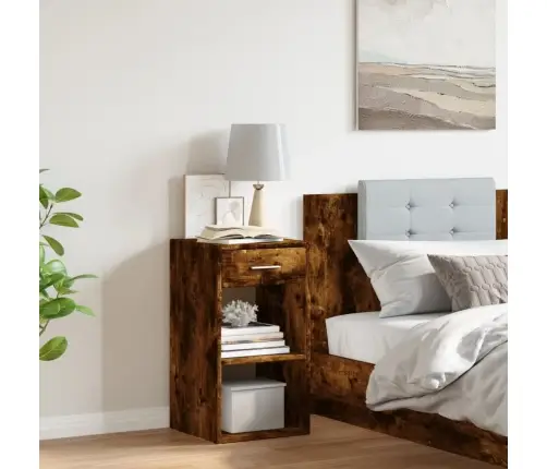 Naktinė Spintelė, Dūminio Ąžuolo, 35X34X65cm Apdirbta Mediena