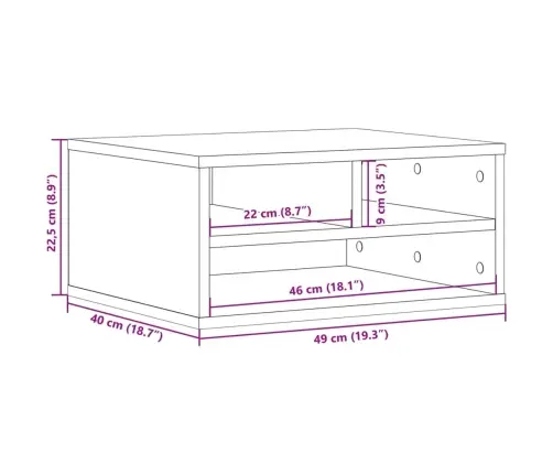 Printera Statīvs, Pelēks, 49X40X22,5 Cm, Inženierijas Koks Vidaxl
