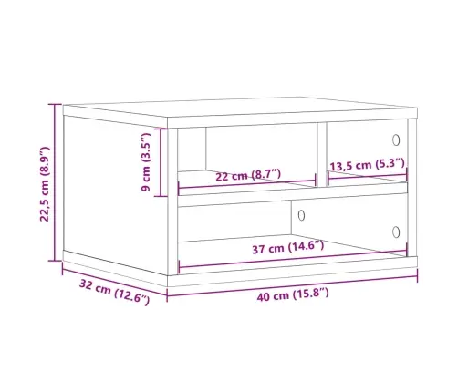 Printera Statīvs, Pelēks, 40X32X22,5 Cm, Inženierijas Koks Vidaxl