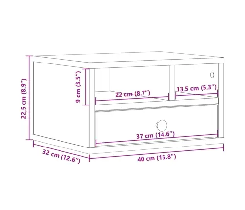 Spausdintuvo Stovas, Pilkas Ąžuolo, 40X32X22,5cm Mediena